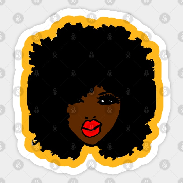 Afro Black BrownSkin  Red Lips Natural Hair Sticker by EllenDaisyShop